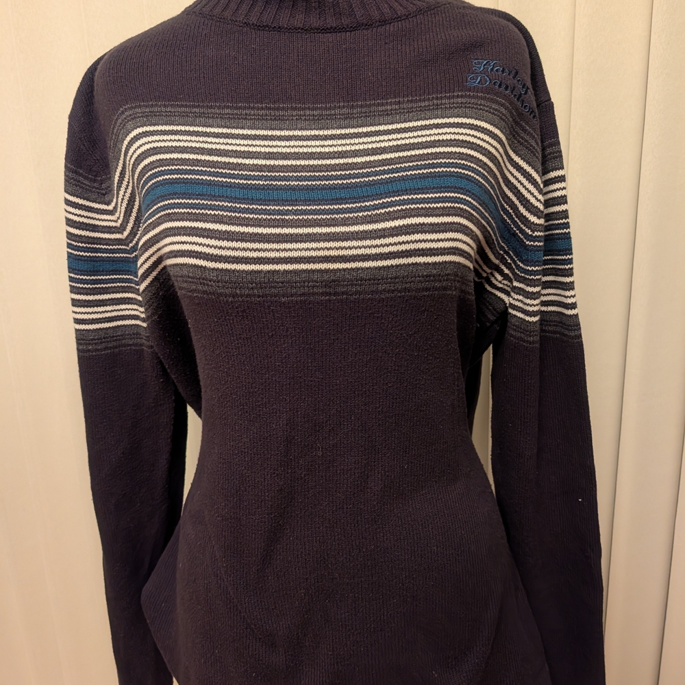 Harley Davidson Black / Charcoal Cotton blend Long Sleeve Sweater